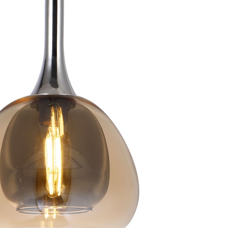 COLGANTE 1L CROMADO TULIPA DE CRISTAL AMBAR Y CRISTAL INTERIOR FUME