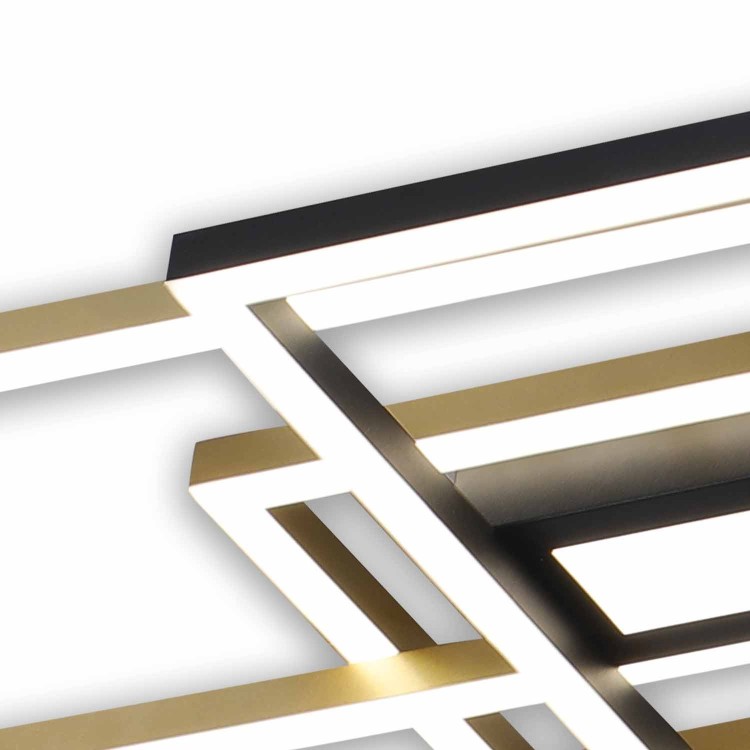 COD. 3187 PLAFÓN LED ACERO Y ALUMINIO PINTADO NEGRO Y DORADO