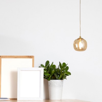 CODE 3242 HÄNGELEUCHTE 1L EISEN SCHIRM BERNSTEINFARBEN Ø10CM