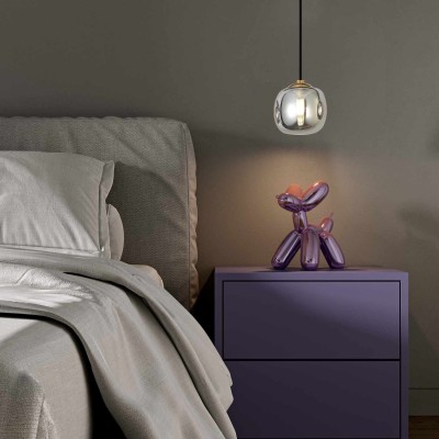 COD.3198 PENDENTE  1L HIERRO TULIPA FUMÉ Ø10CM