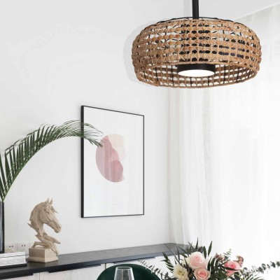 7023 LED VENTILADORE  DC NEGRO RATAN 50 CM