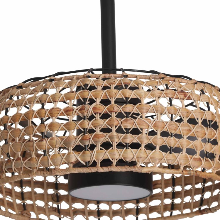 7023 LED VENTILADORE  DC NEGRO RATAN 50 CM