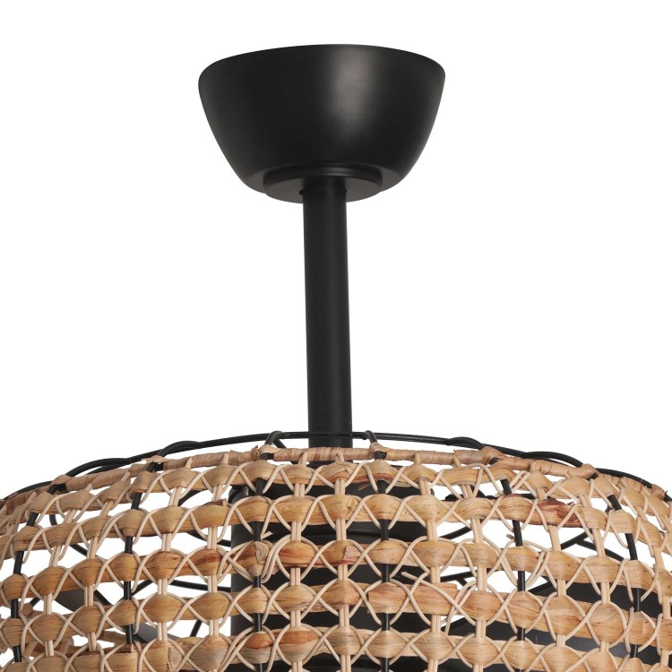 7023  LED  VENTILATEUR DC NOIR RATAN 50 CM