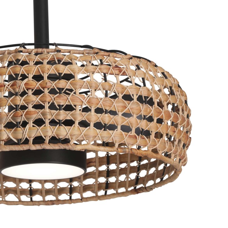 7023  LED  VENTILATEUR DC NOIR RATAN 50 CM