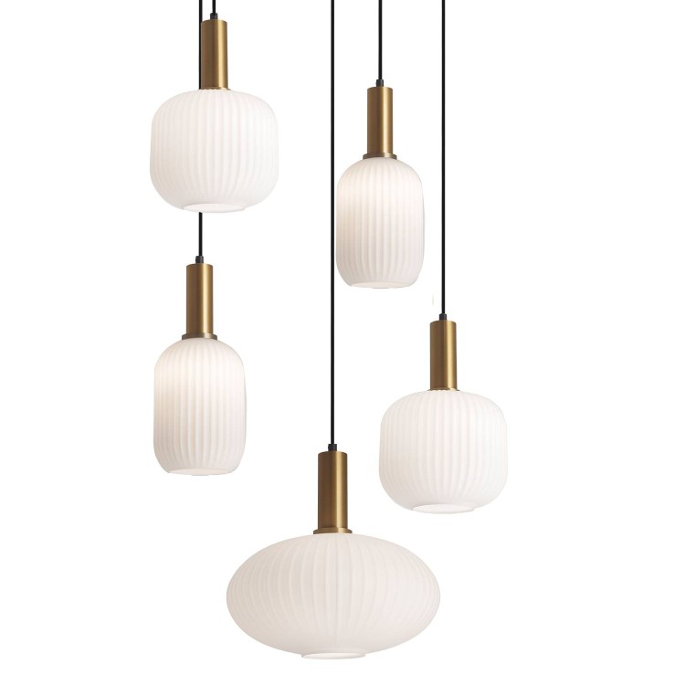 COD.9038 LÁMPARA 5LUCES ACERO ACABADO DORADO