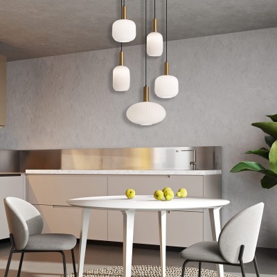 COD.9038 LÁMPARA 5LUCES ACERO ACABADO DORADO