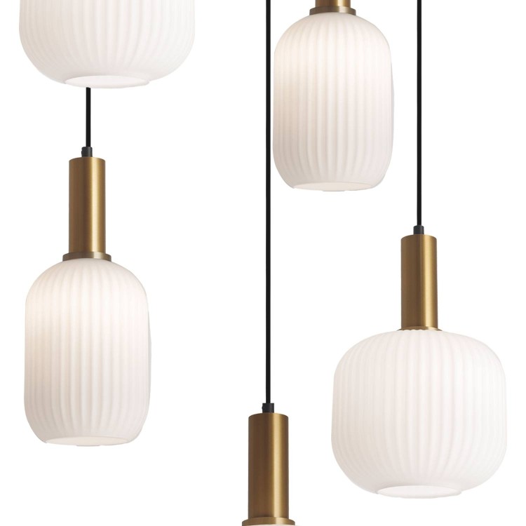 COD.9038 LÁMPARA 5LUCES ACERO ACABADO DORADO