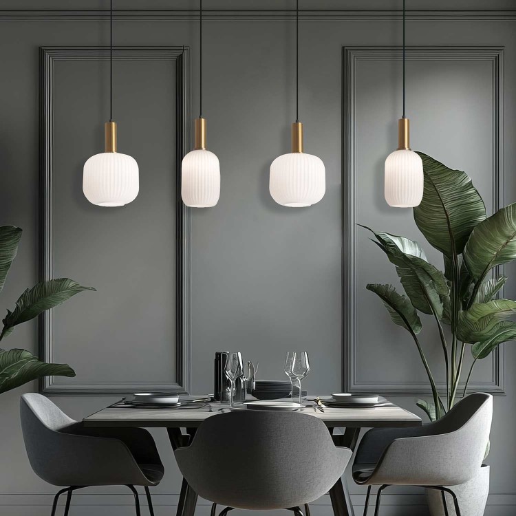 CODE 9037 LAMPE À 4 LUMIÈRES ACIER FINI DORÉ