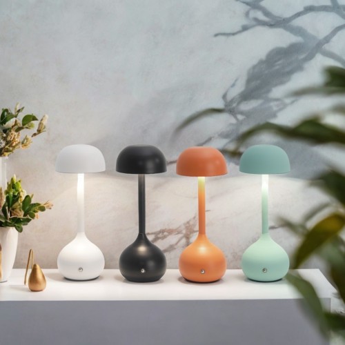 Codice. 3281-Lampa da tavolo senza filo di acciaio dipinto in nero