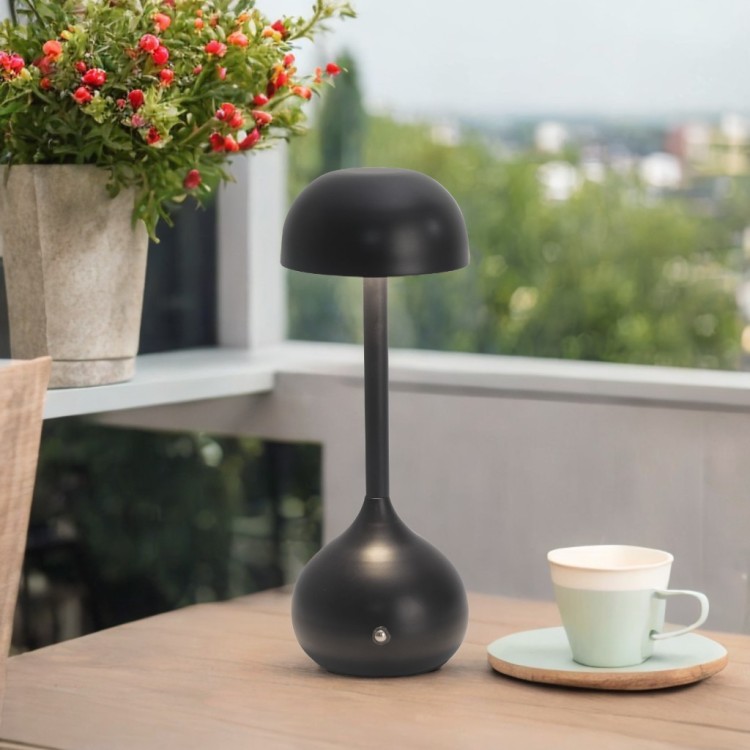 Codice. 3281-Lampa da tavolo senza filo di acciaio dipinto in nero