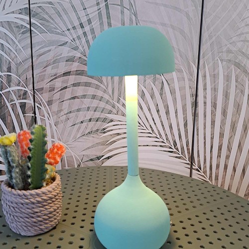 Codice 3283 - Lampada da tavolo senza fili, acciaio verniciato acquamarina