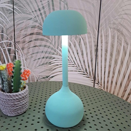 Codice 3283 - Lampada da tavolo senza fili, acciaio verniciato acquamarina