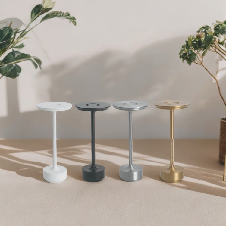 Cód. 3284-Lámpara de mesa sin cable acero pintado blanco