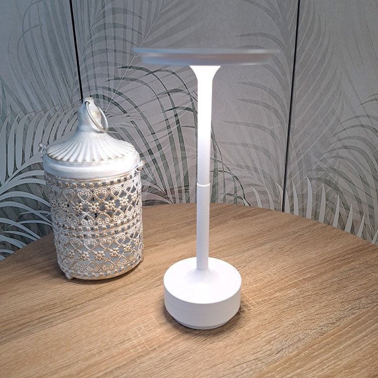 Cod. 3284-Cabled lâmpada de mesa de aço pintado branco