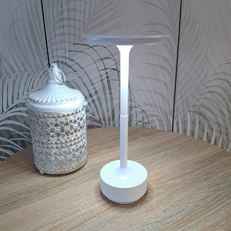 Cód. 3284-Lámpara de mesa sin cable acero pintado blanco