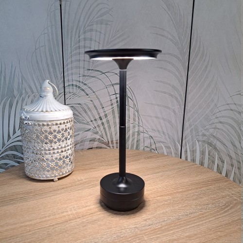 Codice. 3285-Lampa da tavolo senza filo di acciaio dipinto in nero