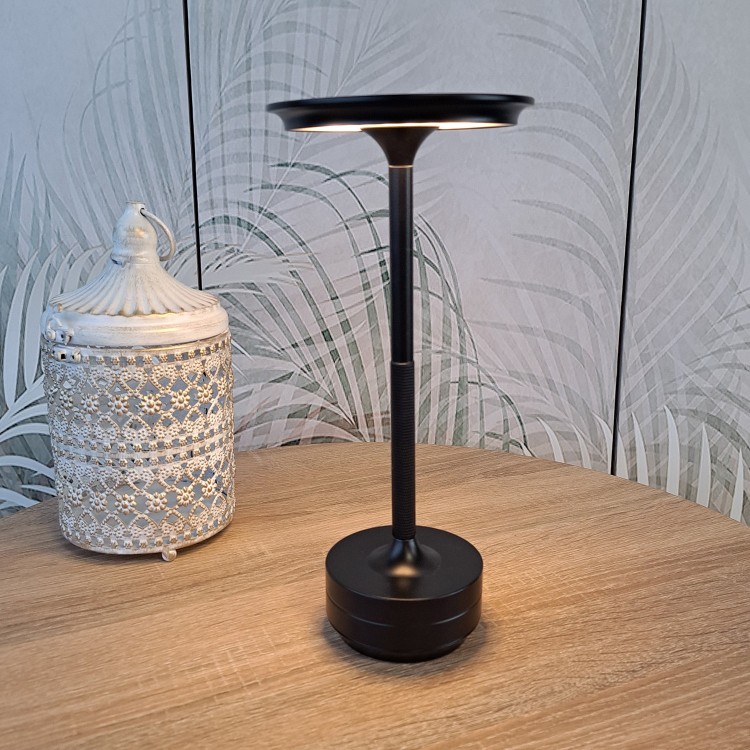 Cód. 3285-Lámpara de mesa sin cable acero pintado negro