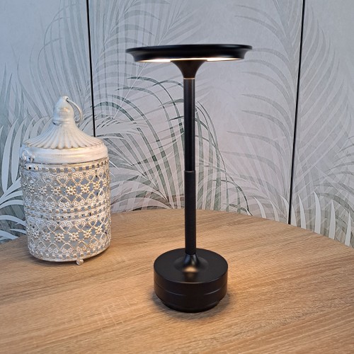 Codice. 3285-Lampa da tavolo senza filo di acciaio dipinto in nero