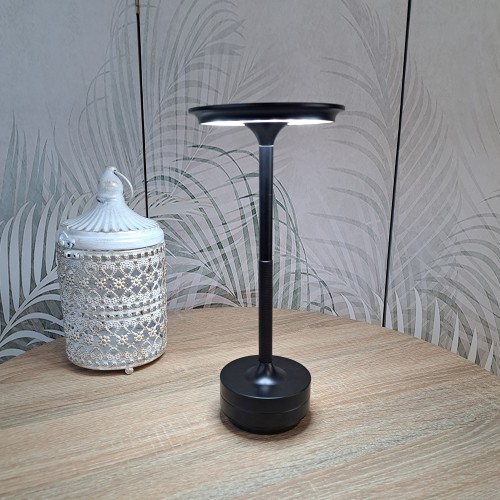 Codice. 3285-Lampa da tavolo senza filo di acciaio dipinto in nero