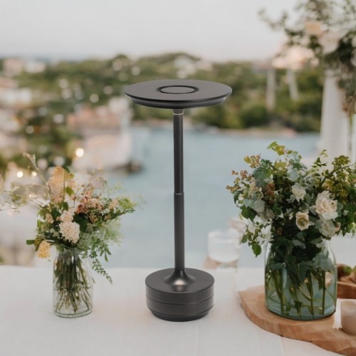 Codice. 3285-Lampa da tavolo senza filo di acciaio dipinto in nero