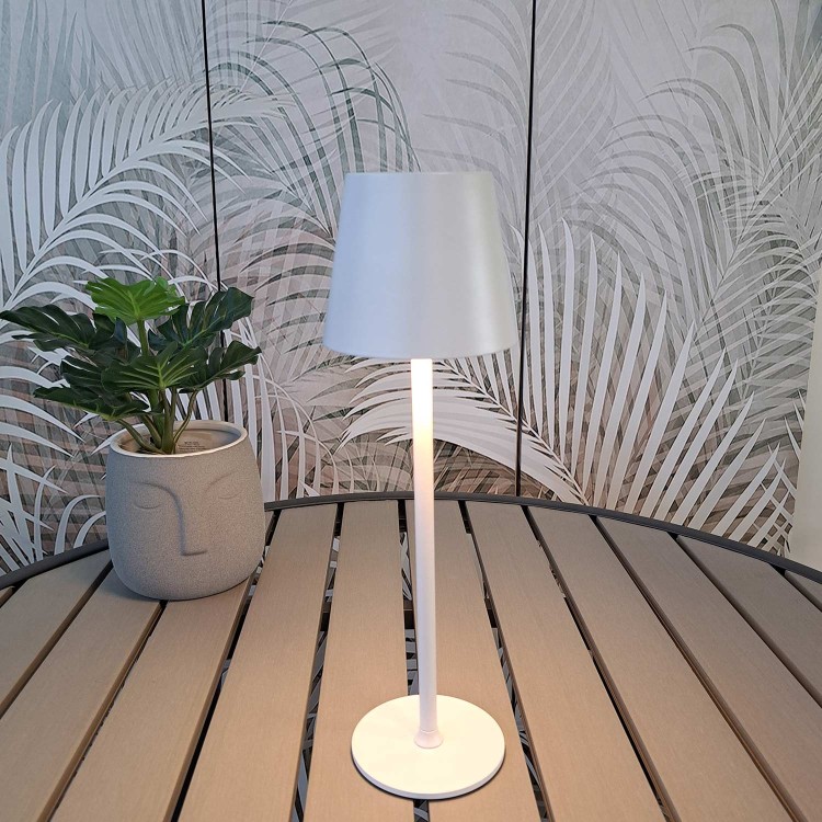 Código 3288-Candeeiro de mesa sem fios, aço pintado de branco