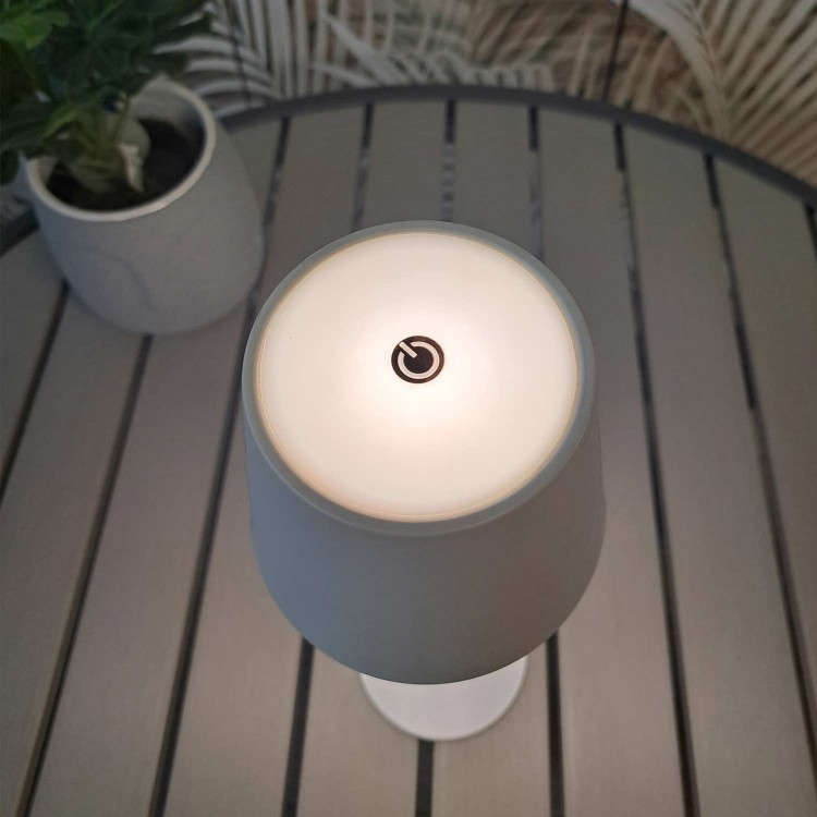 Cód. 3288-Lámpara de mesa sin cable acero pintado blanco