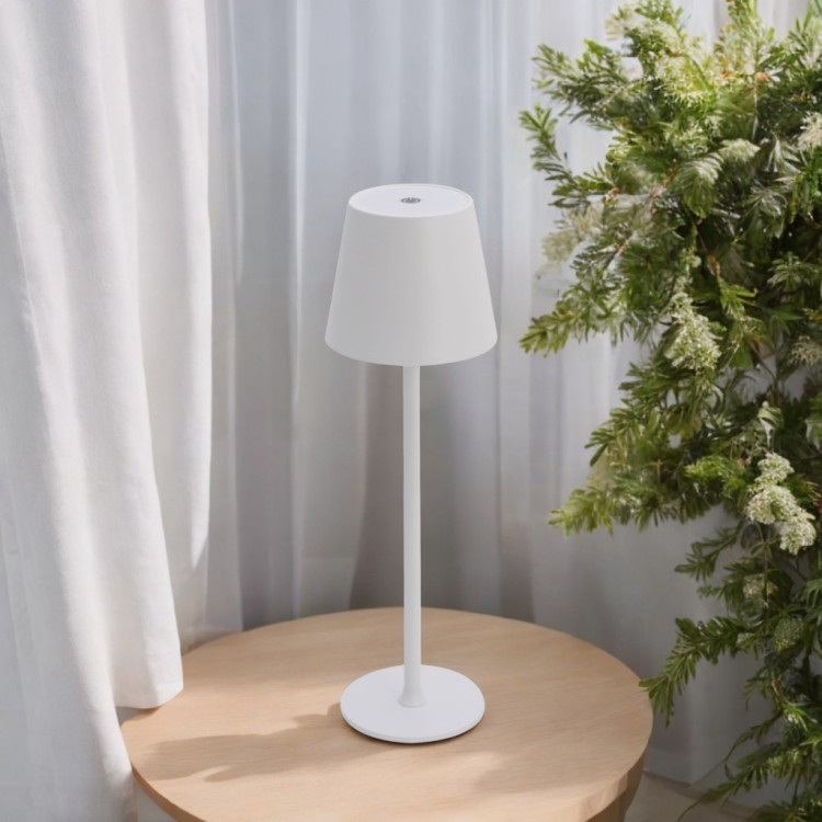Codice. 3288-Lampa da tavolo senza fili di acciaio bianco