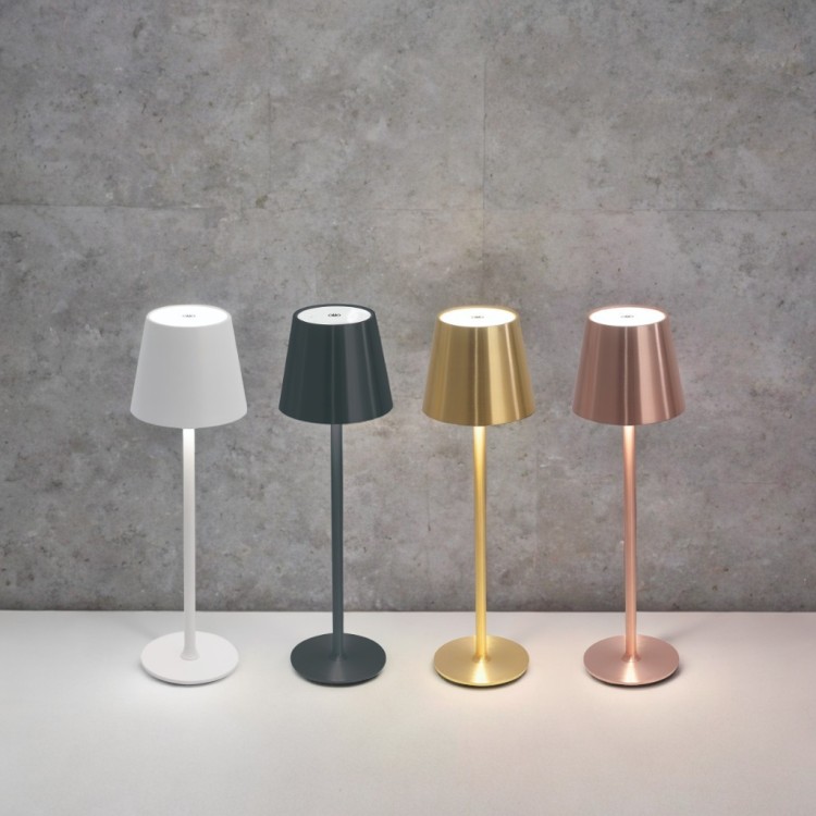 Code 3288 - Lampe de table sans fil, acier peint en blanc