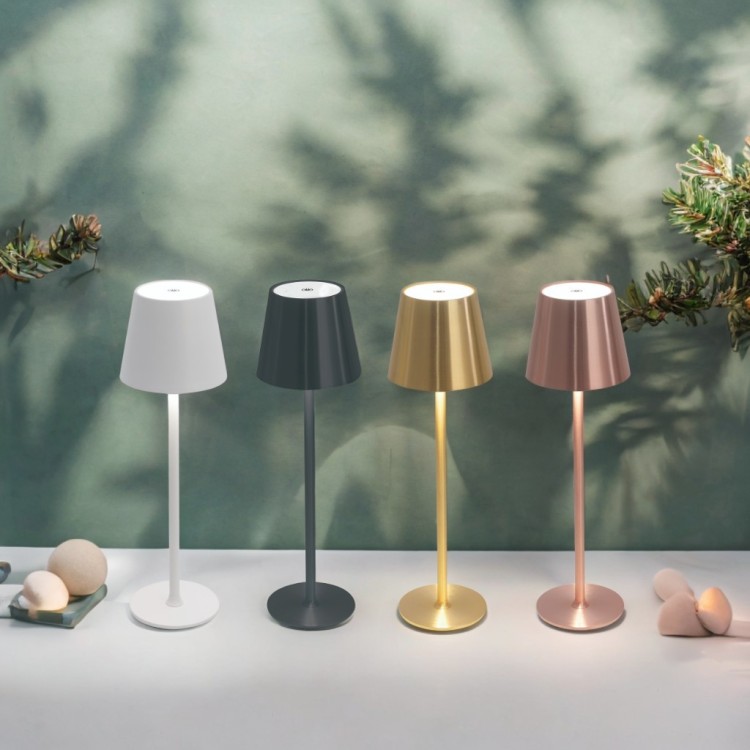 COD.3289 LAMPE DE TABLE SANS FIL ACIER PEINT EN NOIR 229LM