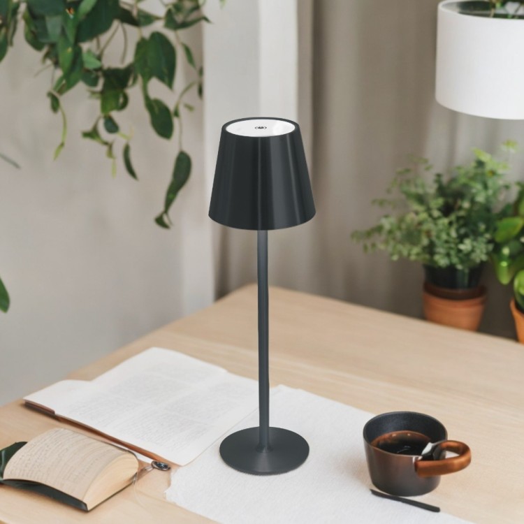 COD.3289 LAMPADA DA TAVOLO SENZA CAVO ACCIAIO VERNICIATO NERO 229LM