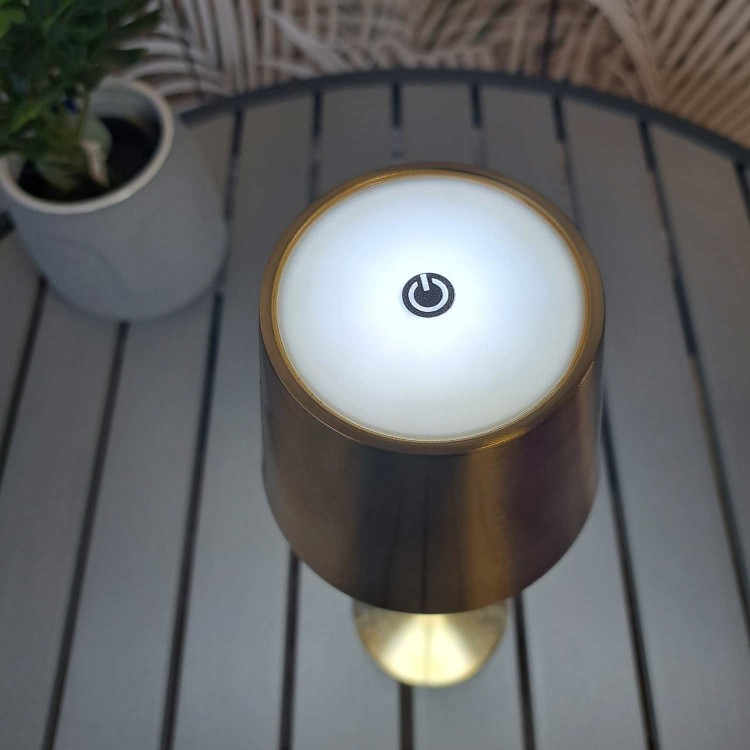 Codice. 3290-Lampa da tavolo senza fili di acciaio placcato oro