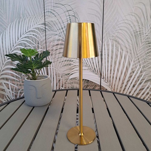 Codice. 3290-Lampa da tavolo senza fili di acciaio placcato oro