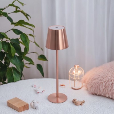 Cod. 3290-Kabel Tischleuchte Stahl lackiert rosa Gold