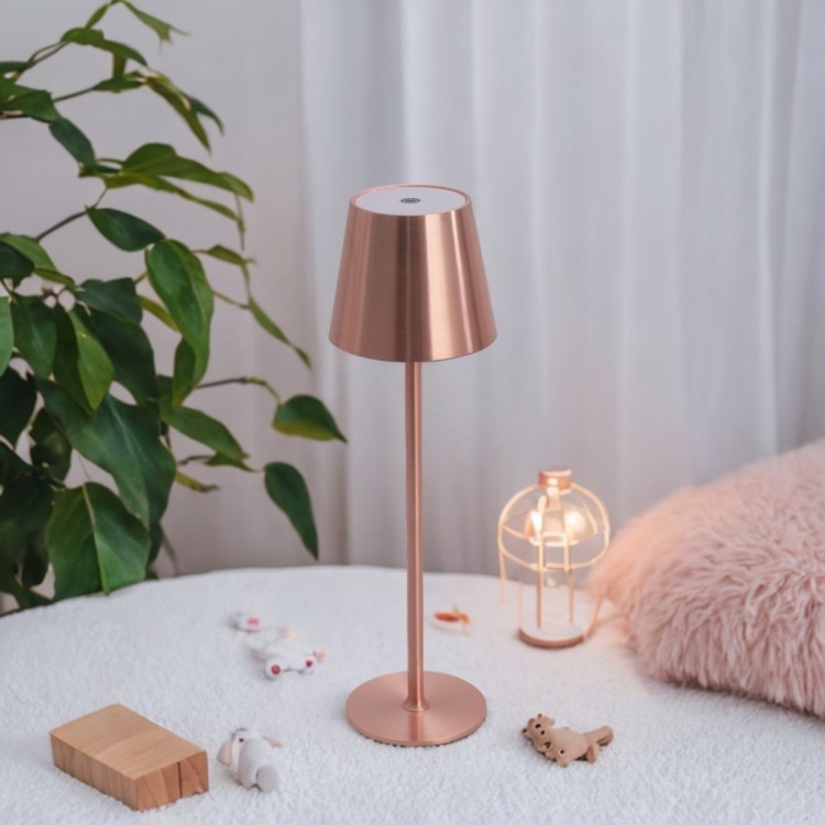 Codice. 3290-Lampa da tavolo senza fili di acciaio di colore rosa