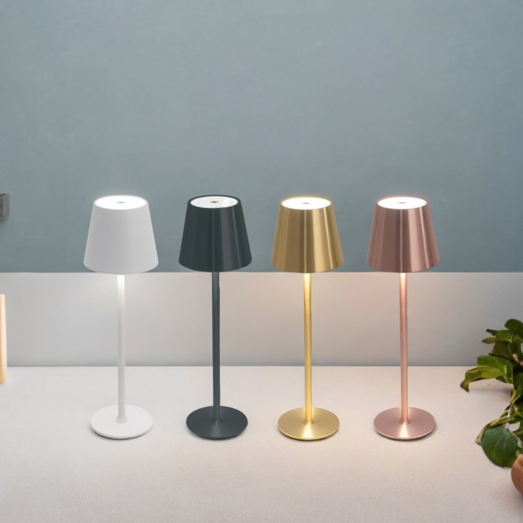 Cod. 3290-Cabled lampe de table en acier peint or rose