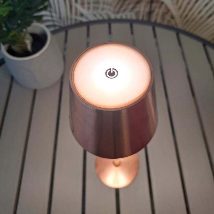 Cod. 3290-Cabled lampe de table en acier peint or rose
