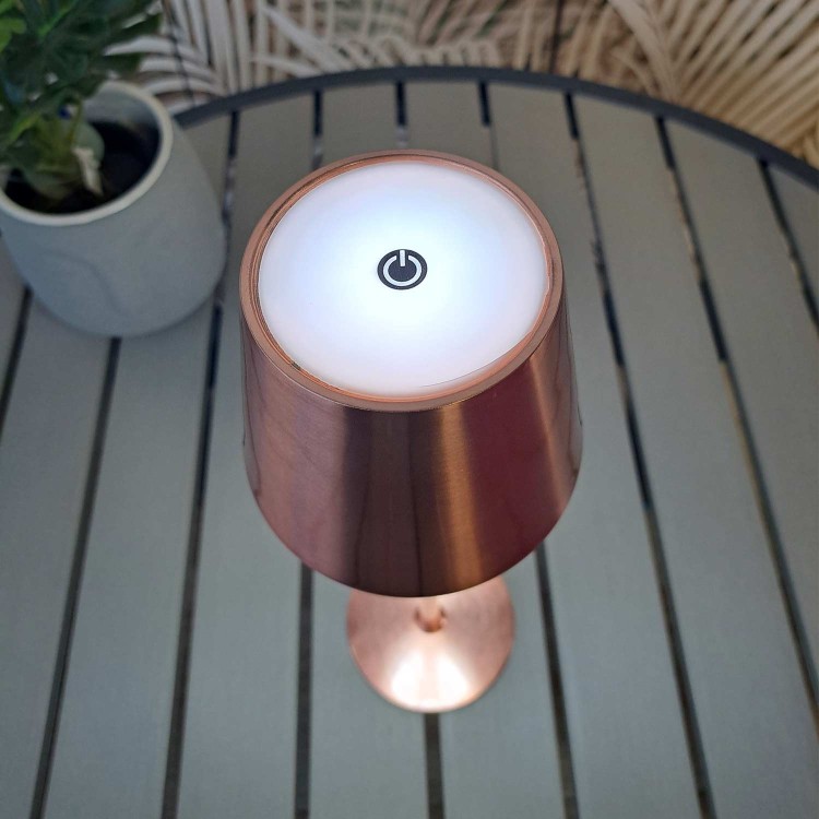 Cod. 3290-Cabled lampe de table en acier peint or rose