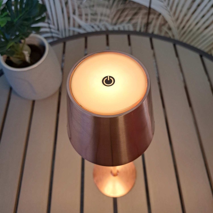 Cod. 3290-Cabled lampe de table en acier peint or rose