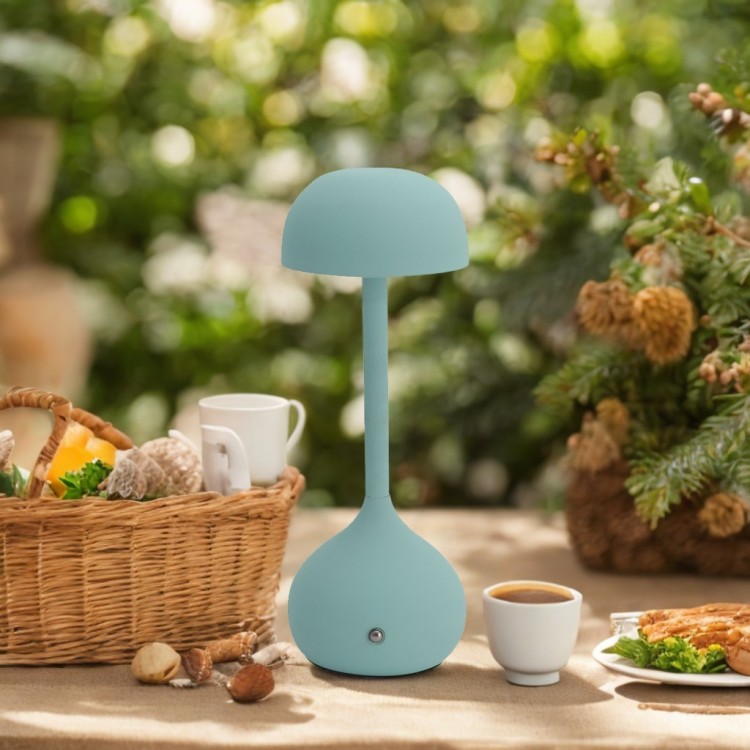 Codice 3283 - Lampada da tavolo senza fili, acciaio verniciato acquamarina