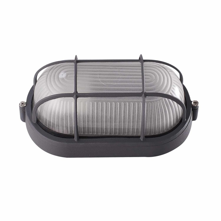 COD.45370 APLIQUE EXTERIOR 1X60W MODELO OVAL COM GRADE ANTRACITE