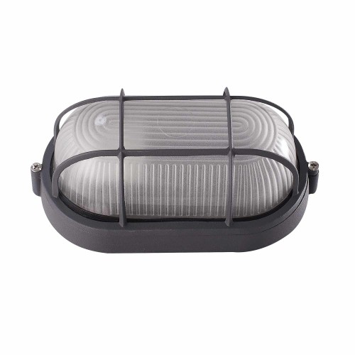 COD.45370 APLIQUE EXTERIOR 1X60W MODELO OVAL COM GRADE ANTRACITE