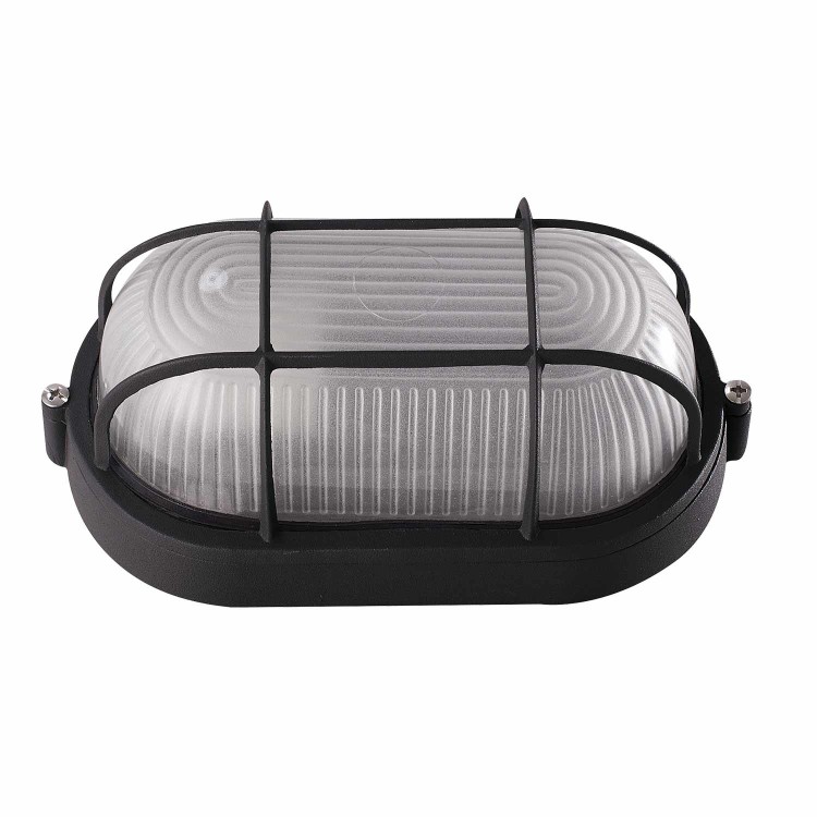 COD.45360 APLIQUE EXTERIOR 1X60W MODELO OVAL COM GRADE PRETO