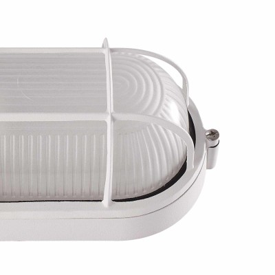 COD.45350 AUSSENWANDLEUCHTE 1X60W MODELL OVAL MIT GITTER WEISS 2