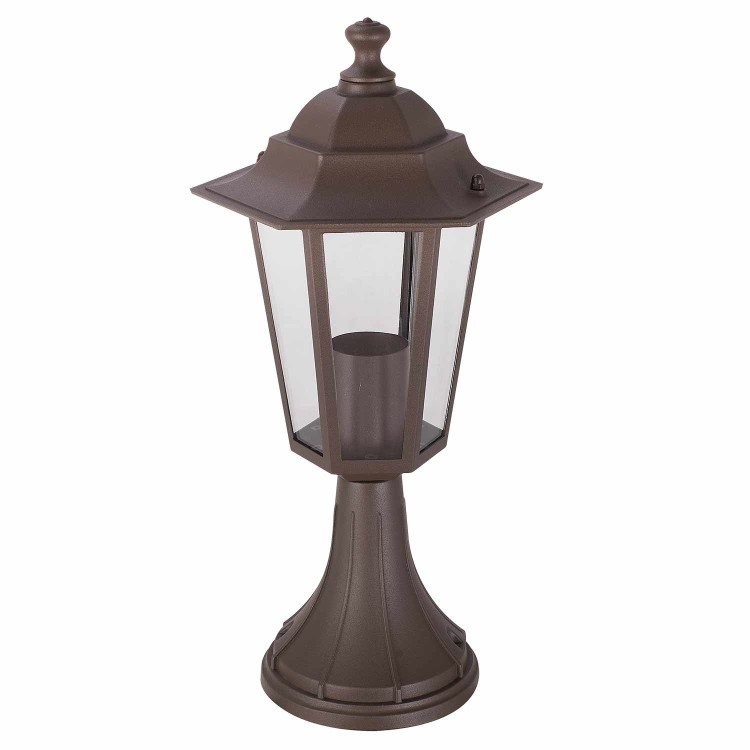 COD.45520 SOBREMURO EXTERIOR 1X60W MODELO HEXAGONAL COR MARROM