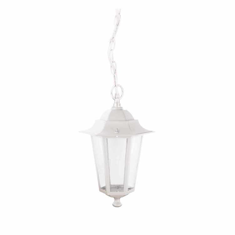 COD.45550 SUSPENSION D’EXTÉRIEUR 1X60W MODÈLE HEXAGONAL COULEUR BLANCHE