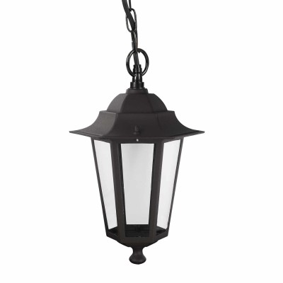 COD.45560 PENDENTE EXTERIOR 1X60W MODELO HEXAGONAL COR PRETA