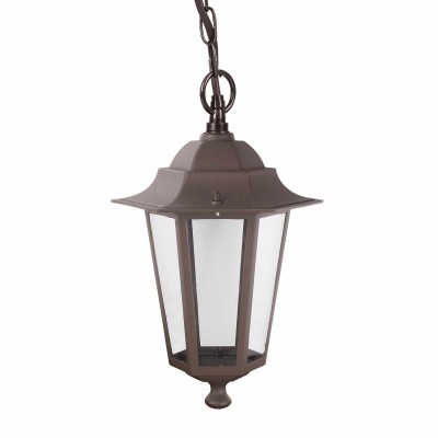 COD.45570 LAMPADARIO DA ESTERNO 1X60W MODELLO ESAGONALE COLORE MARRONE
