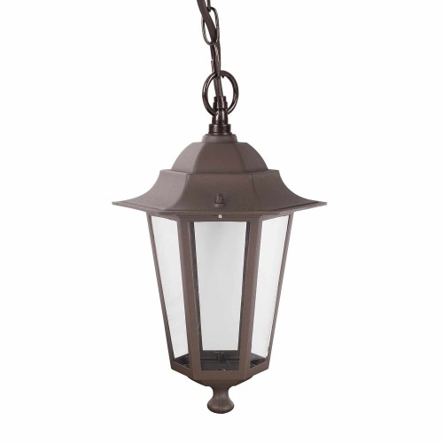 COD.45570 PENDENTE EXTERIOR 1X60W MODELO HEXAGONAL COR MARROM