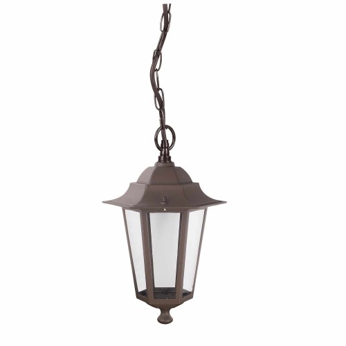 COD.45570 PENDENTE EXTERIOR 1X60W MODELO HEXAGONAL COR MARROM