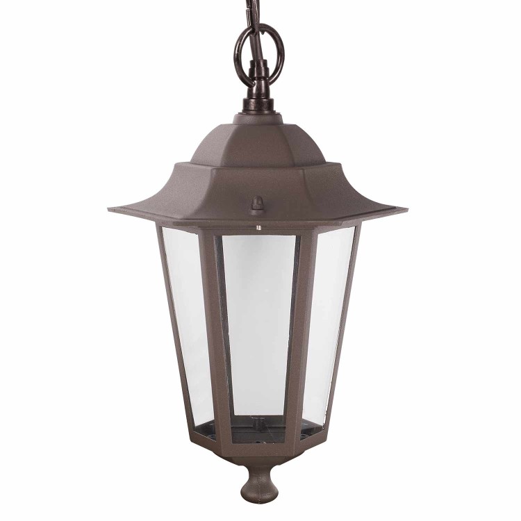 COD.45570 HÄNGELEUCHTE FÜR AUSSEN 1X60W MODELL HEXAGONAL FARBE BRAUN